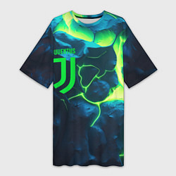 Футболка женская длинная Juventus green neon, цвет: 3D-принт