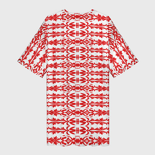 Женская длинная футболка Красно-белый батик / 3D-принт – фото 2