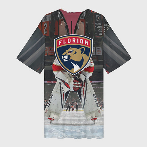 Женская длинная футболка Sergey Bobrovsky - Florida panthers - hockey / 3D-принт – фото 2