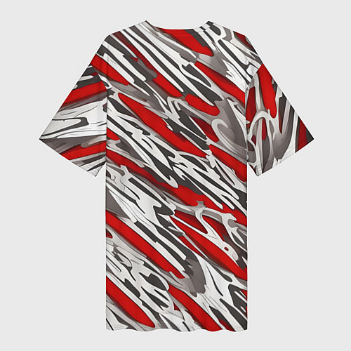 Женская длинная футболка Красные полосы за субстанцией / 3D-принт – фото 2