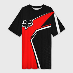 Женская длинная футболка Fox мотокросс - красный
