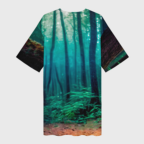 Женская длинная футболка Девушка фея в дремучем лесу / 3D-принт – фото 2