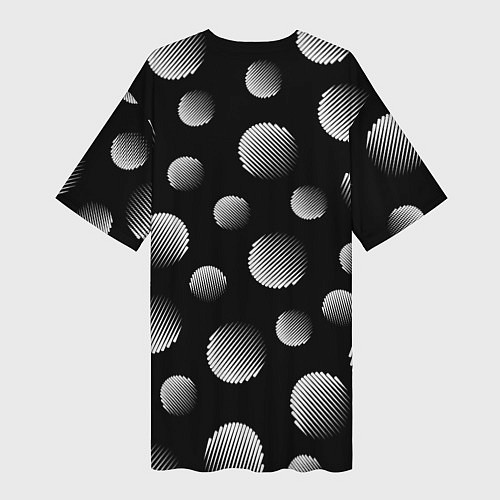 Женская длинная футболка Шары в полоску на черном фоне / 3D-принт – фото 2
