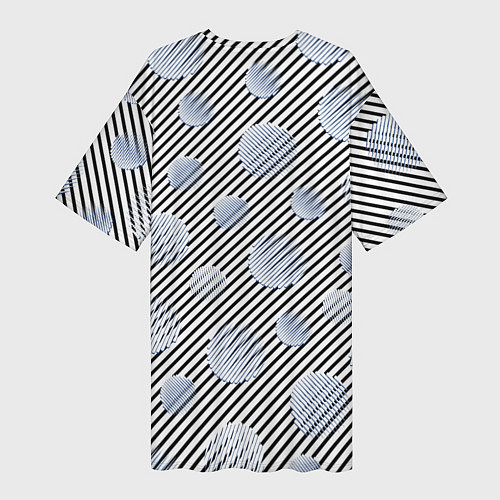 Женская длинная футболка Серебристые круги на полосатом фоне / 3D-принт – фото 2