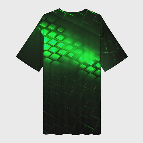 Женская длинная футболка Juventus green logo neon / 3D-принт – фото 2