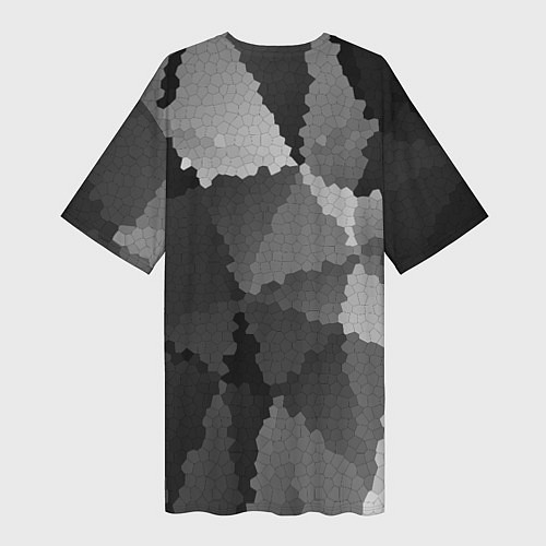Женская длинная футболка Мозаичный узор в серых оттенках / 3D-принт – фото 2