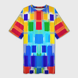 Футболка женская длинная Colorful strips - pop art - vogue, цвет: 3D-принт