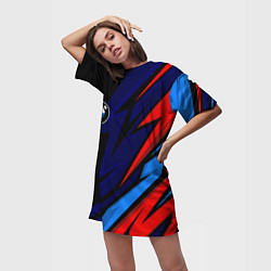 Футболка женская длинная BMW - m colors and black, цвет: 3D-принт — фото 2