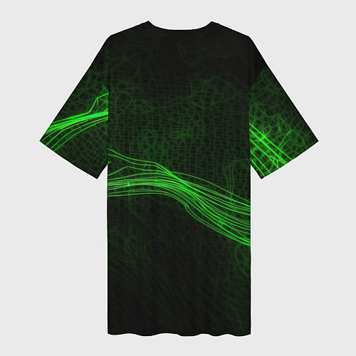 Женская длинная футболка CSGO green abstract / 3D-принт – фото 2