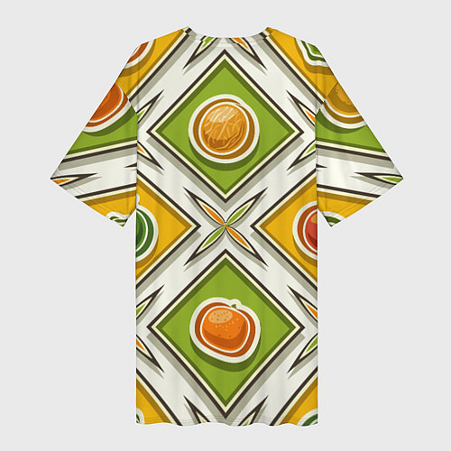 Женская длинная футболка Fruits and berries pattern / 3D-принт – фото 2