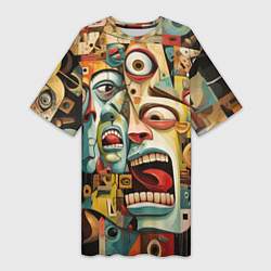 Женская длинная футболка Живопись с лицами в стиле Пабло Пикассо