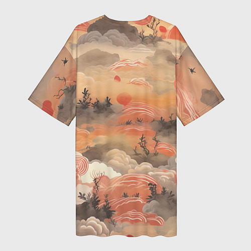 Женская длинная футболка Japen pattern / 3D-принт – фото 2