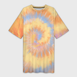 Футболка женская длинная Tie-Dye дизайн, цвет: 3D-принт