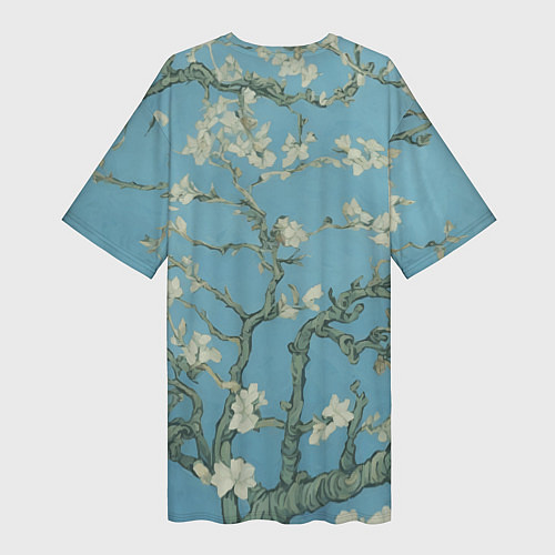 Женская длинная футболка Цветущие ветки миндаля - картина ван Гога / 3D-принт – фото 2
