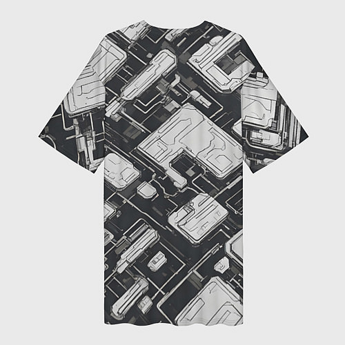 Женская длинная футболка Полосы Чёрно-белые киберпанк / 3D-принт – фото 2