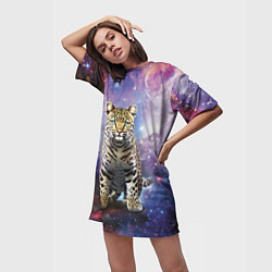 Футболка женская длинная Space leopard, цвет: 3D-принт — фото 2