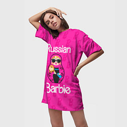 Футболка женская длинная Barbie russian, цвет: 3D-принт — фото 2