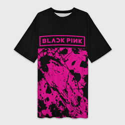 Футболка женская длинная Black pink - emblem - pattern - music, цвет: 3D-принт