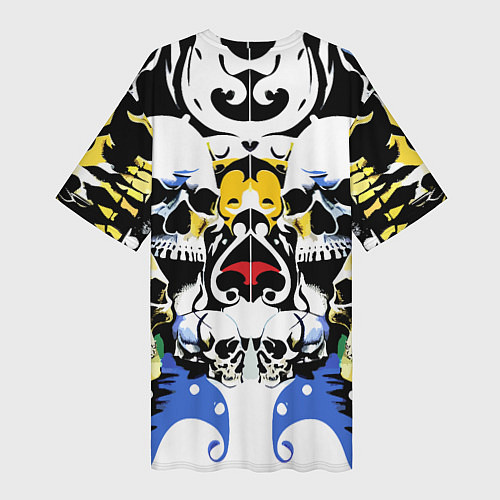 Женская длинная футболка Паттерн из черепов - поп-арт / 3D-принт – фото 2
