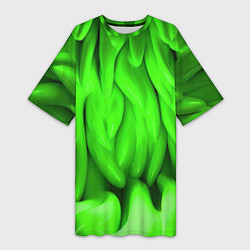 Футболка женская длинная Зеленая абстрактная текстура, цвет: 3D-принт