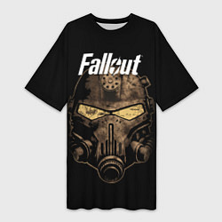 Футболка женская длинная Шлем фалаут, цвет: 3D-принт