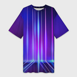 Женская длинная футболка Neon glow - vaporwave - strips