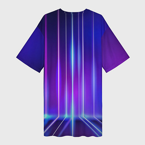 Женская длинная футболка Neon glow - vaporwave - strips / 3D-принт – фото 2