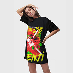 Футболка женская длинная Человек-бензопила - поп арт, цвет: 3D-принт — фото 2