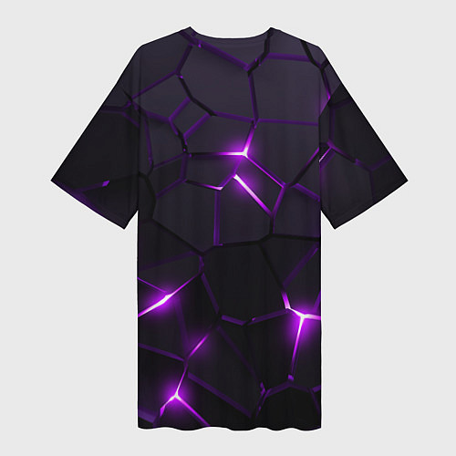Женская длинная футболка Неоновые плиты с фиолетовым свечением / 3D-принт – фото 2
