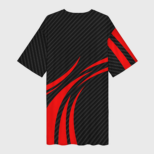 Женская длинная футболка Honda CR-V - красный и карбон / 3D-принт – фото 2