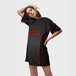 Футболка женская длинная Honda - униформа красная, цвет: 3D-принт — фото 2