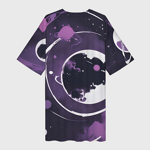 Женская длинная футболка Фиолетовый космос - нейросеть / 3D-принт – фото 2