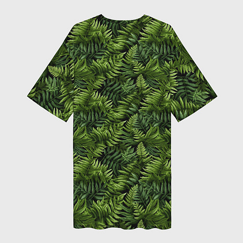 Женская длинная футболка Листья папоротника паттерн / 3D-принт – фото 2