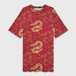 Женская длинная футболка The chinese dragon pattern