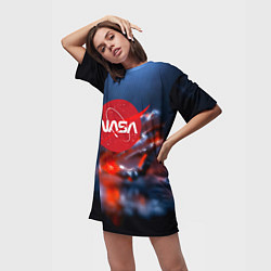 Футболка женская длинная Nasa space star, цвет: 3D-принт — фото 2