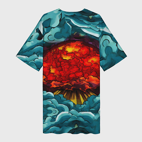 Женская длинная футболка Ядерный хаос в витраже / 3D-принт – фото 2