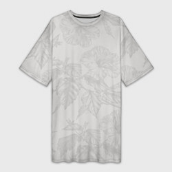 Женская длинная футболка Цветы в бежевых тонах
