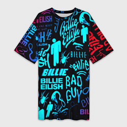 Женская длинная футболка Billie Eilish neon pattern