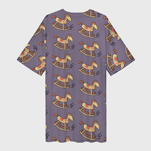 Женская длинная футболка Деревянные лошадки качалки / 3D-принт – фото 2