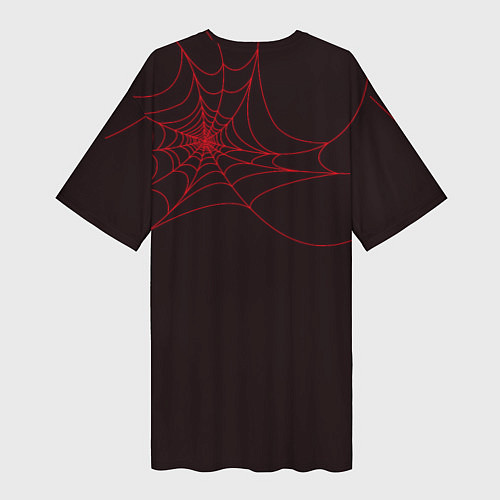 Женская длинная футболка Красная паутина / 3D-принт – фото 2