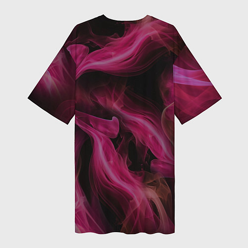 Женская длинная футболка Розовый цветок в огне - нейросеть / 3D-принт – фото 2