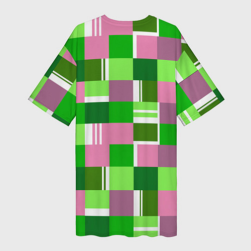 Женская длинная футболка Ретро квадраты ванильные / 3D-принт – фото 2