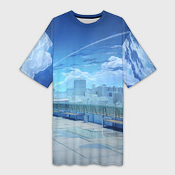 Женская длинная футболка Love Money Rock-n-Roll крыша школы