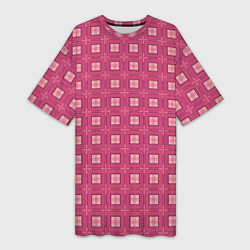 Женская длинная футболка Розовый клетчатый паттерн
