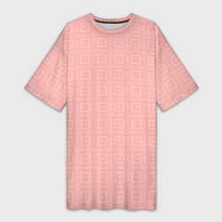 Женская длинная футболка Бледно-розовый с квадратиками