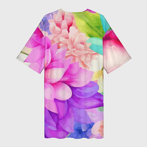 Женская длинная футболка Ежик в цветах / 3D-принт – фото 2