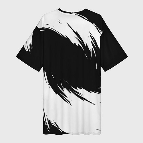 Женская длинная футболка Baldurs gate 3 - белые завихрения / 3D-принт – фото 2