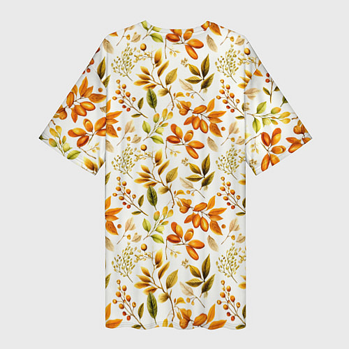Женская длинная футболка Осенние листья и желуди / 3D-принт – фото 2