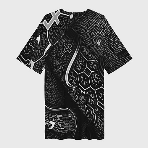 Женская длинная футболка Чёрно-белая орнамент / 3D-принт – фото 2
