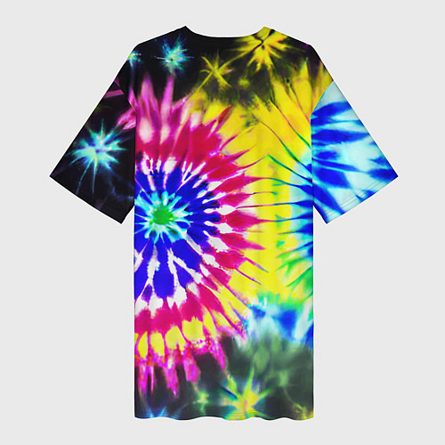 Женская длинная футболка Colorful floral composition - tie-dye / 3D-принт – фото 2